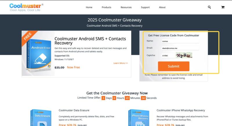 Coolmuster Android SMS + Contacts Recovery для Windows – бесплатная лицензия на 1 год